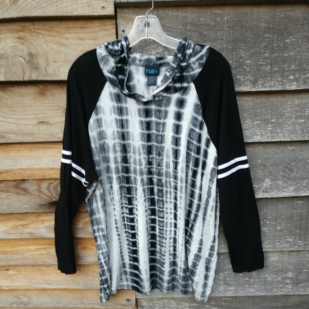 SOLD!! Rue + 21 Tye Dyed Long Sleeve Top Plus Size 2X Black/White - Picture 6 of 8